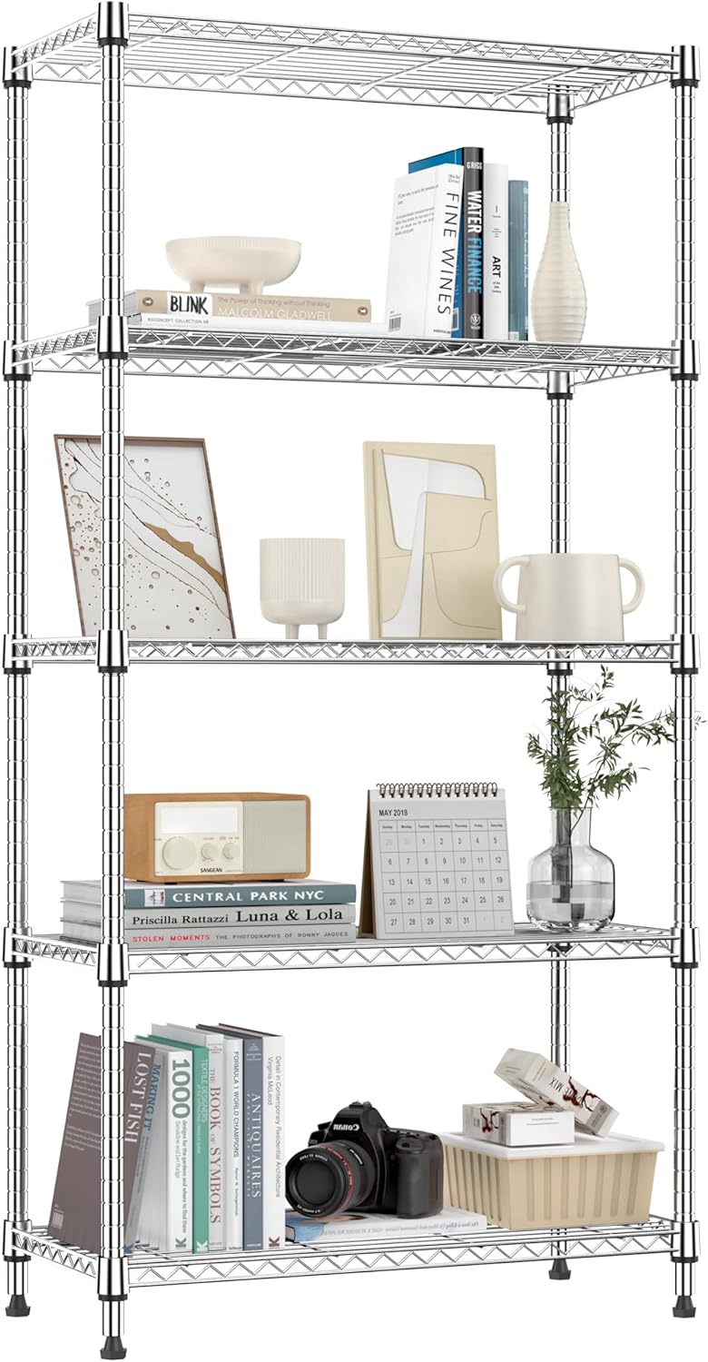 1250 lbs 5 Tier Shelf Metal Storage Shelves for Home Use