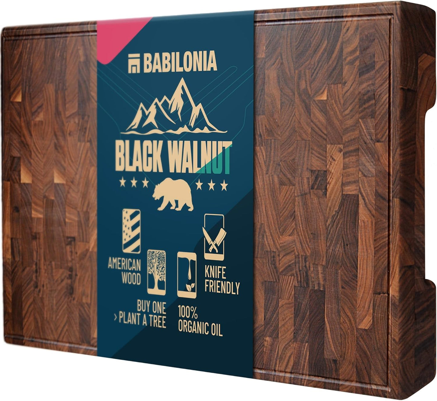 XXL American Black Walnut End Grain Cutting Board - 24 x 15 x 1.7 in