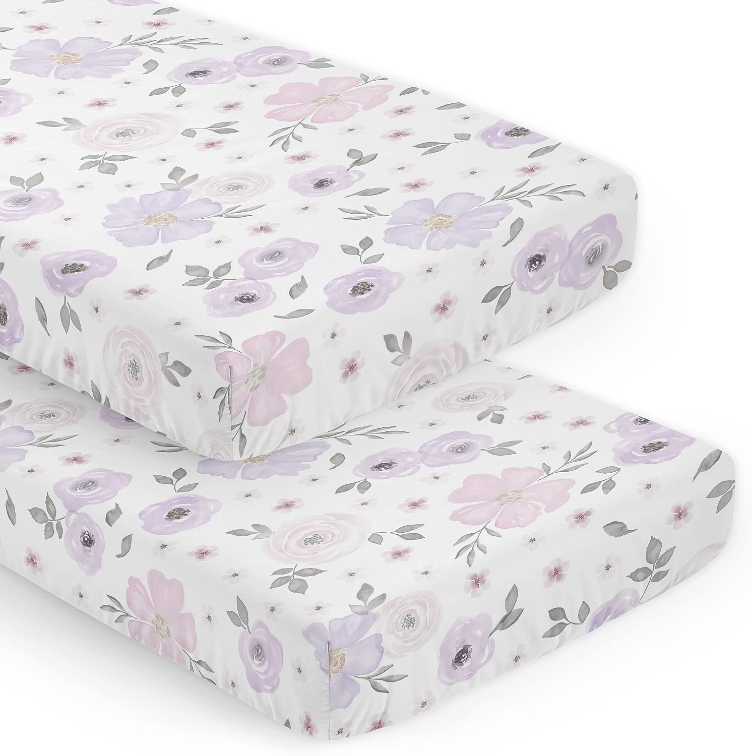 Sweet Jojo Designs Baby Crib Sheets Set for Girls - Floral
