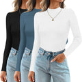 Ekouaer 3 Pack Mock Turtlenecks Tops for Women - Slim Lightweight Set