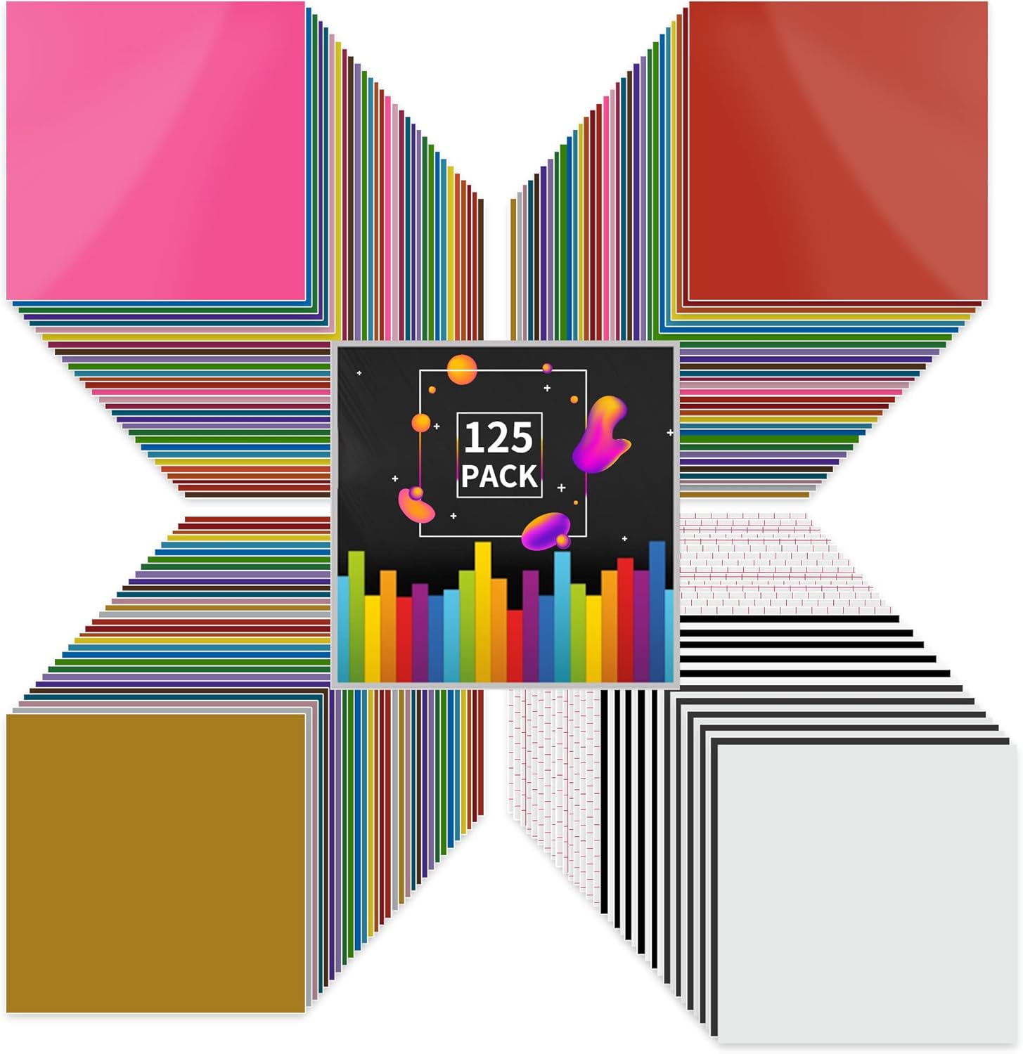 Lya Vinyl 125 Pack Permanent Vinyl Sheets for Crafting Projects