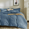 JELLYMONI Sierra Blue Duvet Cover Queen Size - Soft Seersucker Comfort
