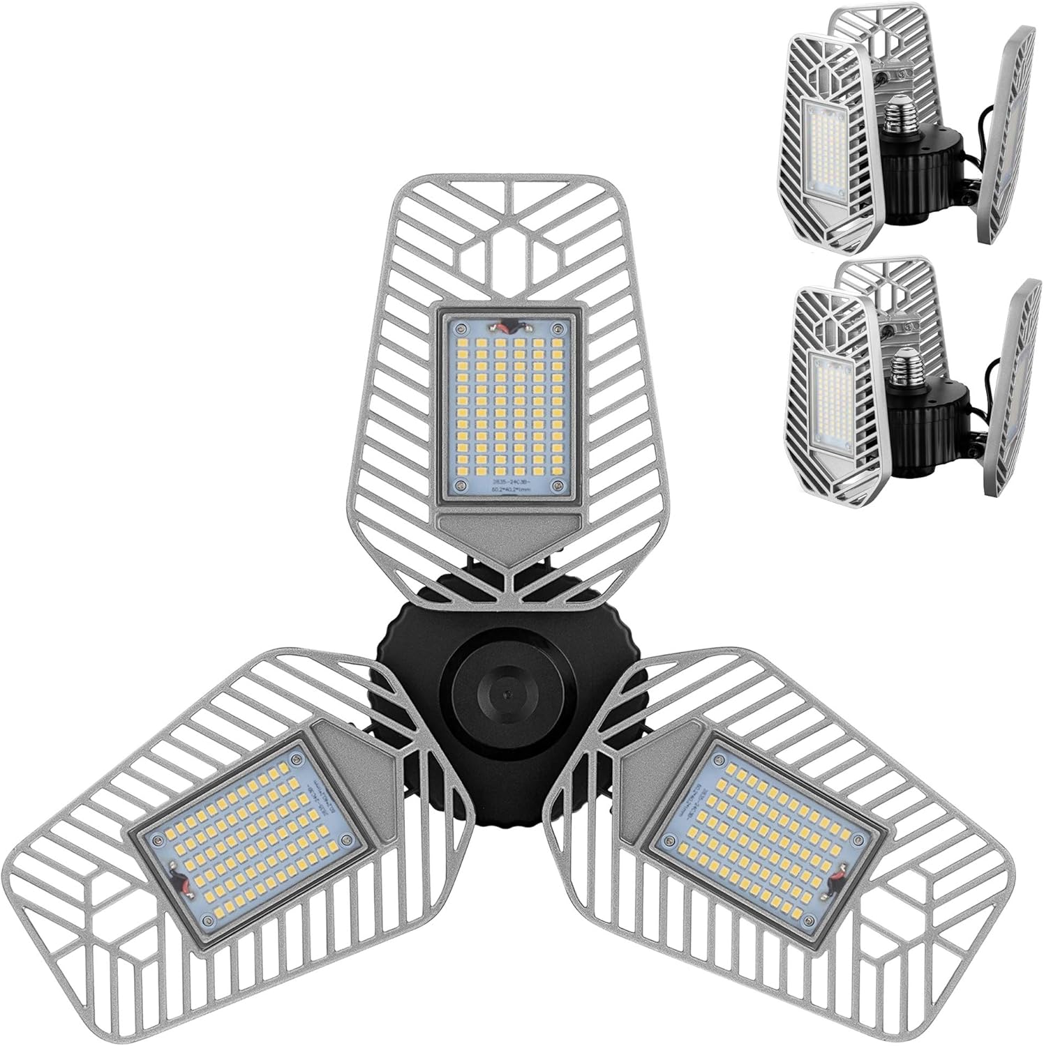 2-Pack Deformable LED Garage Ceiling Lights for Bright Spaces