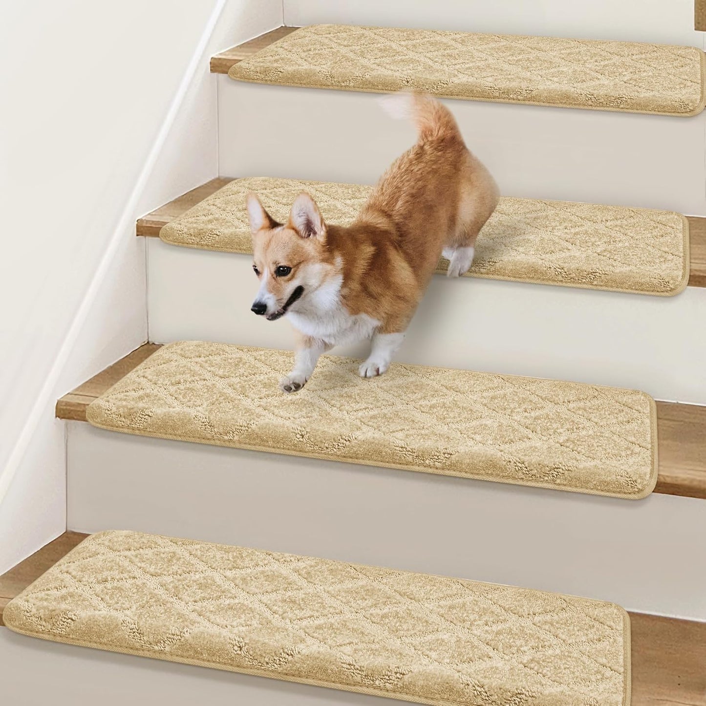 Non Slip Bullnose Stair Treads for Wooden Steps - 14 Pcs