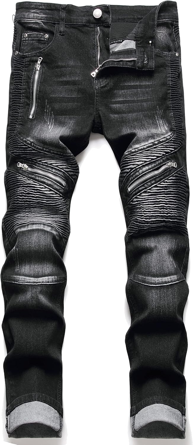 RXXKKK Men's Classic Zipper Biker Regular Fit Flex Jean Review