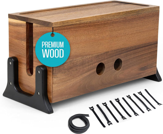 Organize with Style: XL Wood Cable Box