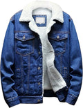 Omoone Men's Lapel Sherpa Fleece Lined Thicken Denim Jean Trucker