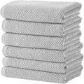 Grey Hand Towels 6 Pack 26x16 - Soft, Absorbent Cotton Hand Towels