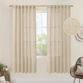 LAMIT Light Filtering Linen Curtains 78 in - Soft Semi Sheer Drapes