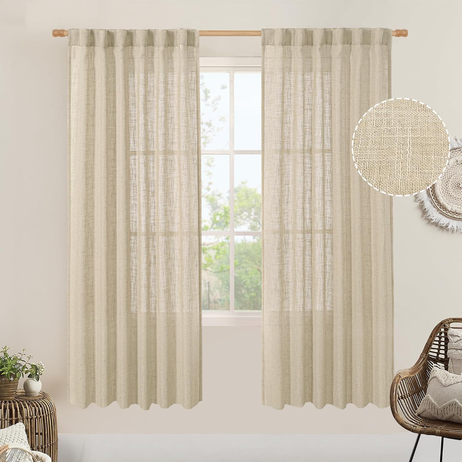 Light Filtering Linen Curtains for Bedroom and Living Room