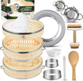 UPGRADED Bamboo Steamer Basket 10-Inch 2-Tier for Cooking