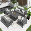 Aluminum Patio Furniture Set with Fire Pit Table - 7 Seats