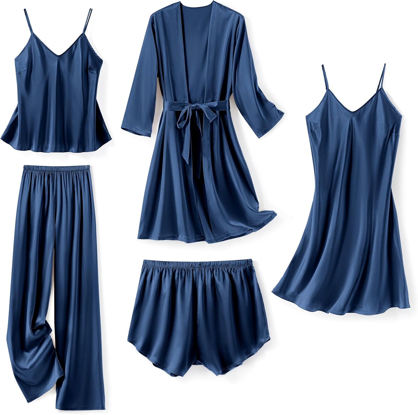 Luxurious 5Pcs Silk Pajamas Set for Women by SAPJON