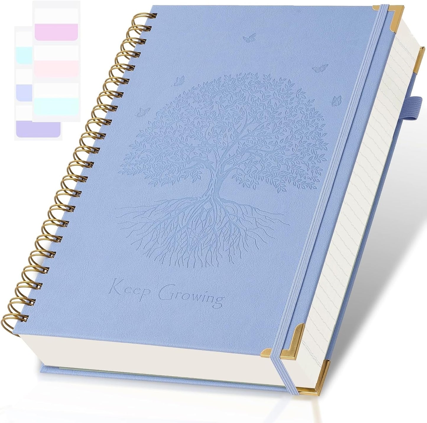 Amanple Blue Leather Journal: 300pgs College Ruled A5 Notebook