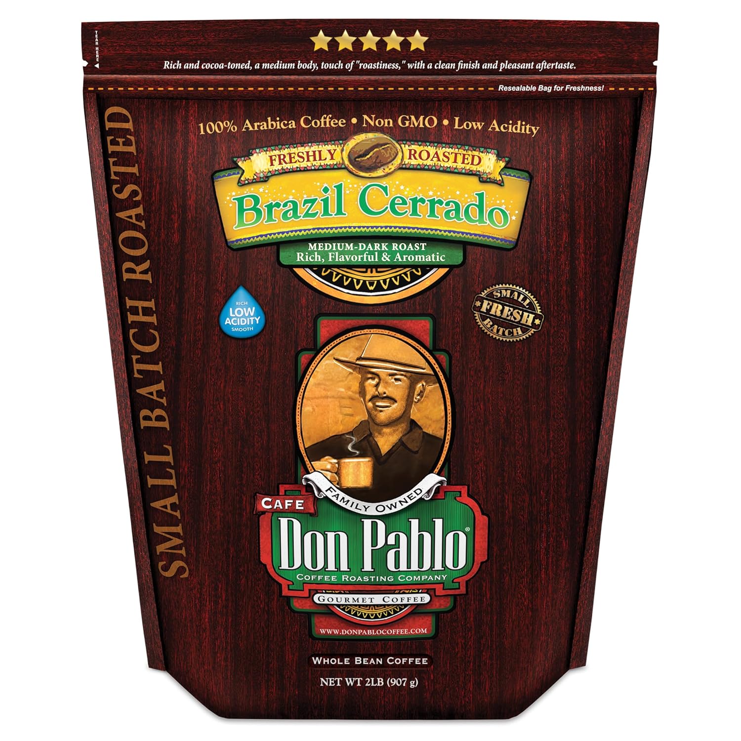2LB Don Pablo Brazil Cerrado Whole Bean Coffee - Rich Medium Dark Roast