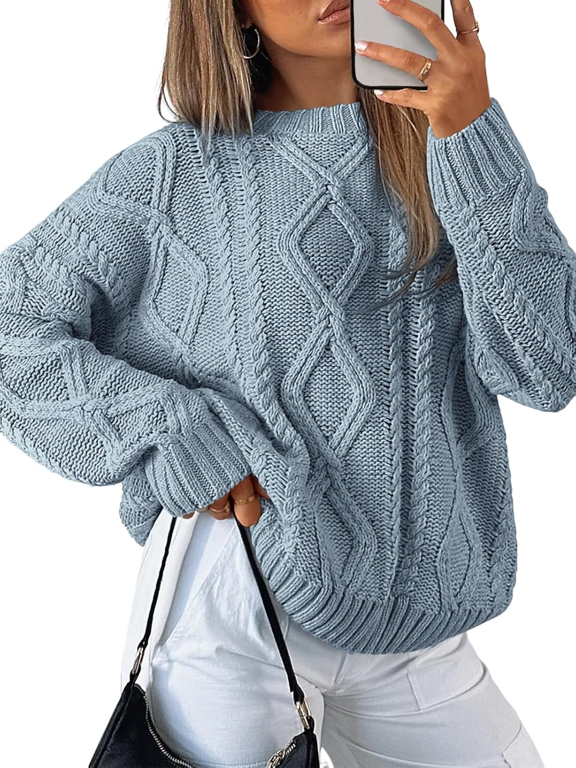 Trendy Queen Women's Oversized Cable Knit Crewneck Sweater Review