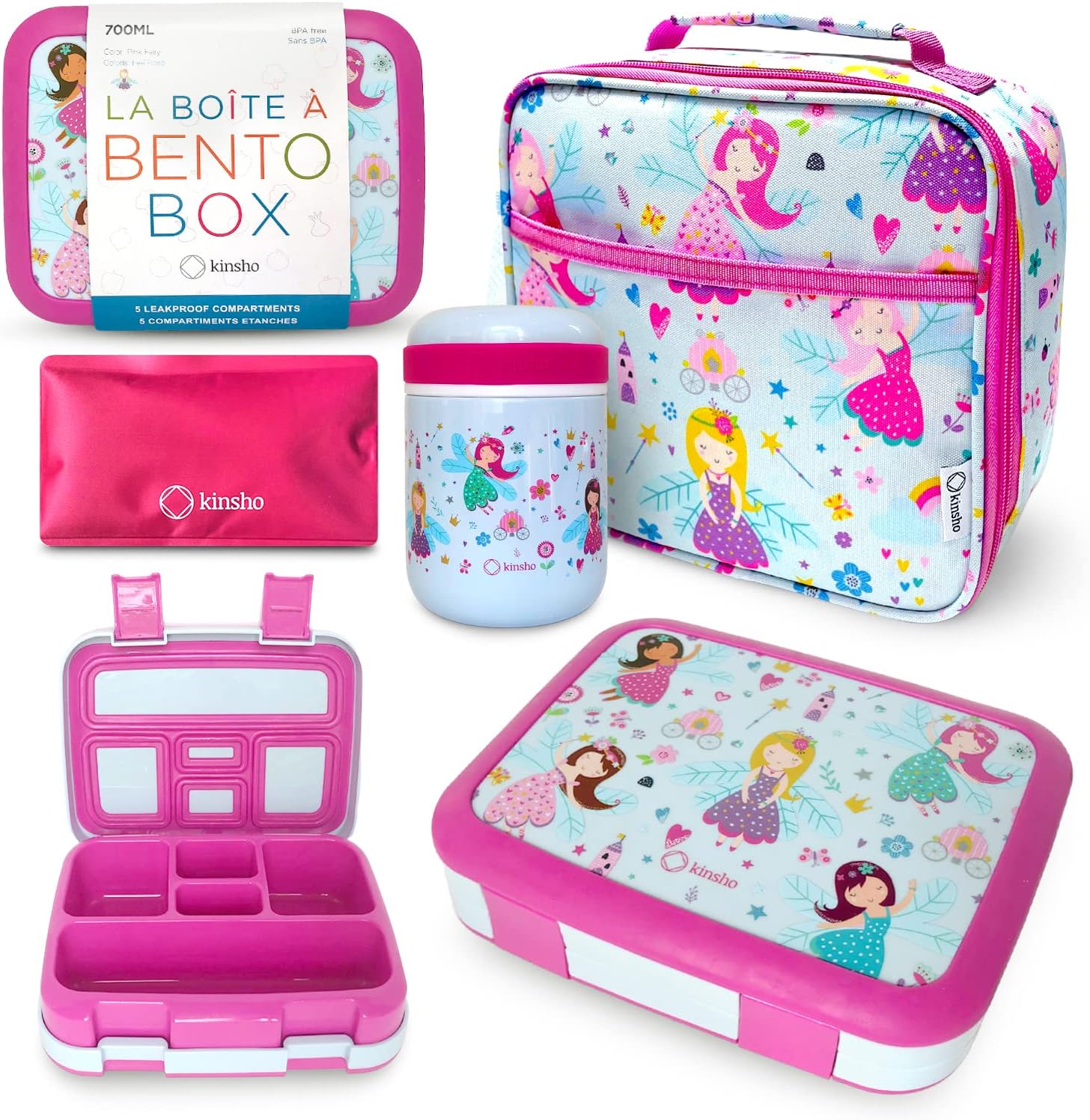 Bento Lunch Box Set with Insulated Bag and Ice Pack for Kids