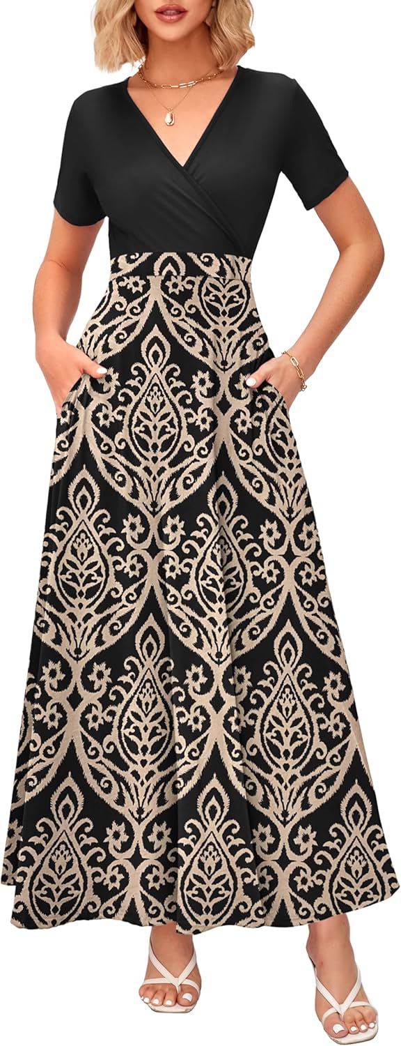 WNEEDU Women's Summer Maxi Dress with Pockets for Every Occasion