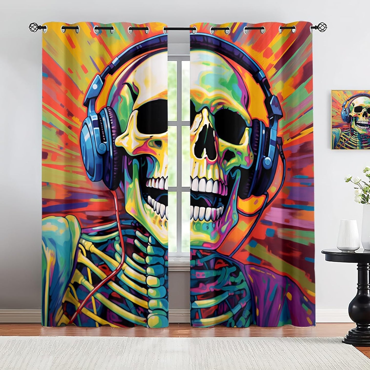 3D Skull Head Curtains - Spooky Style Upgrade!