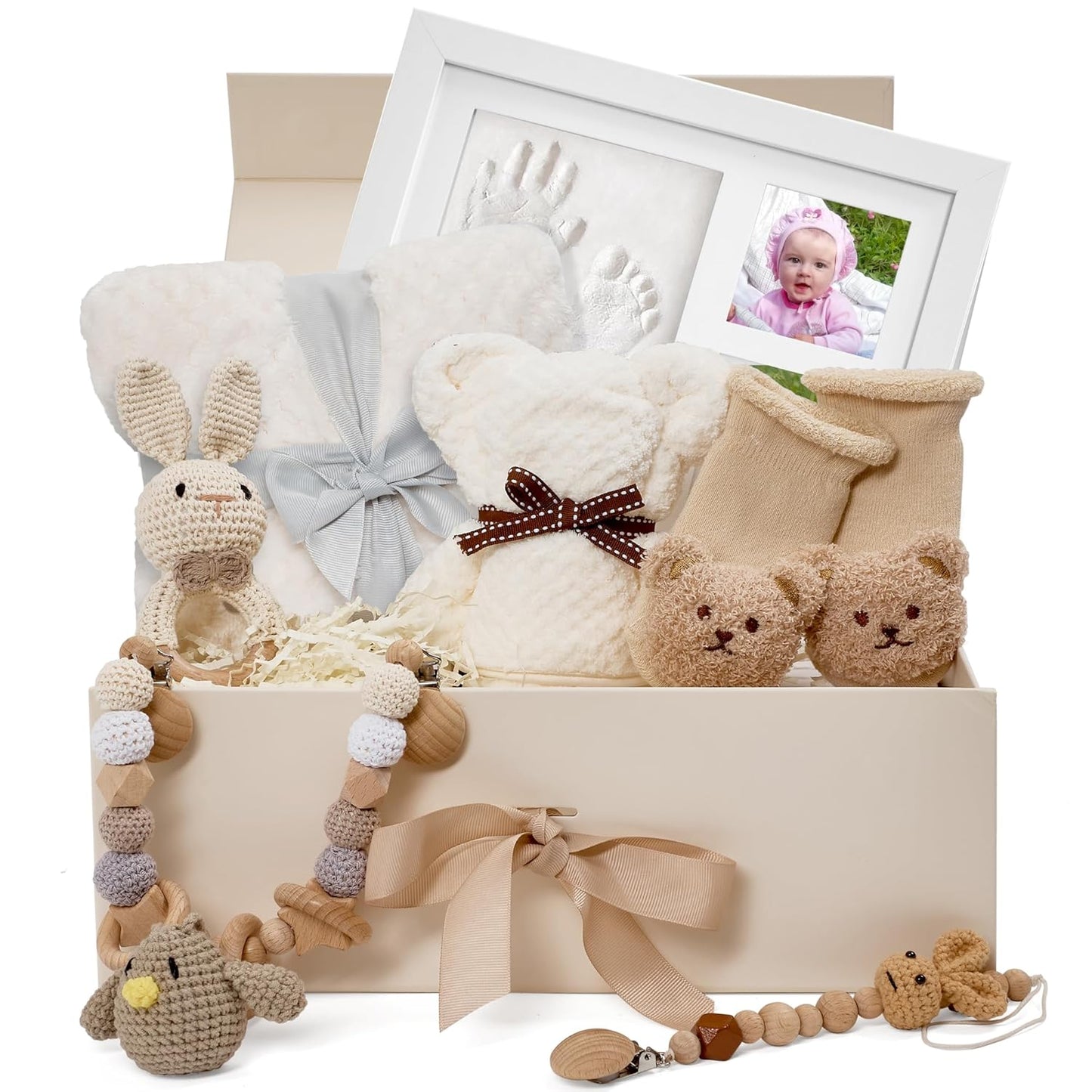 Deluxe Baby Gift Set for Newborns with Keepsake Frame & More