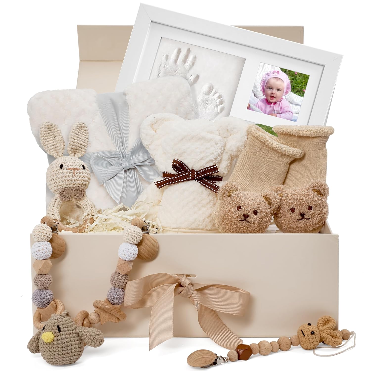 Deluxe Baby Gift Set for Newborns with Keepsake Frame & More