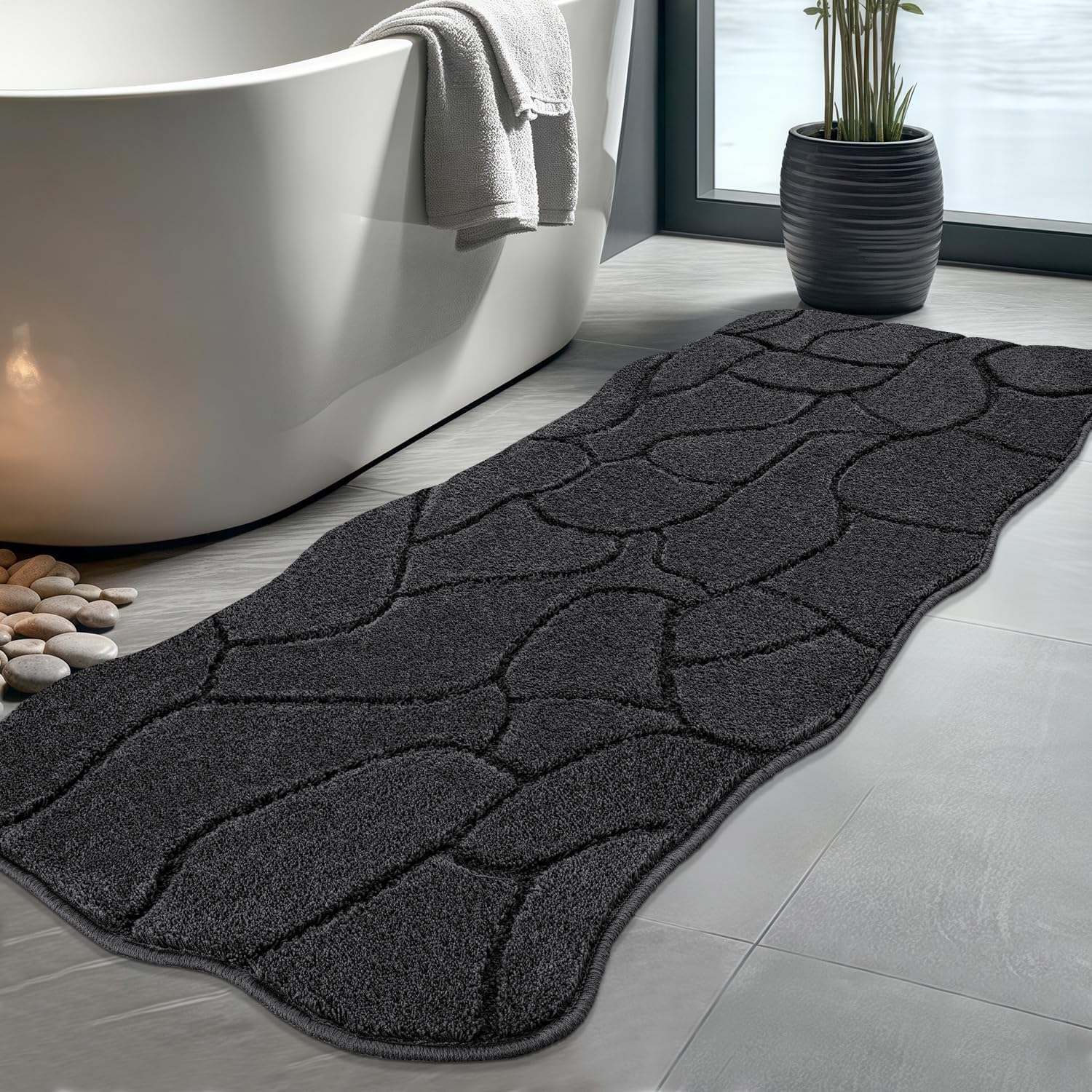 Large Bathroom Rugs Runner, Soft Absorbent Shaggy Bath Mats