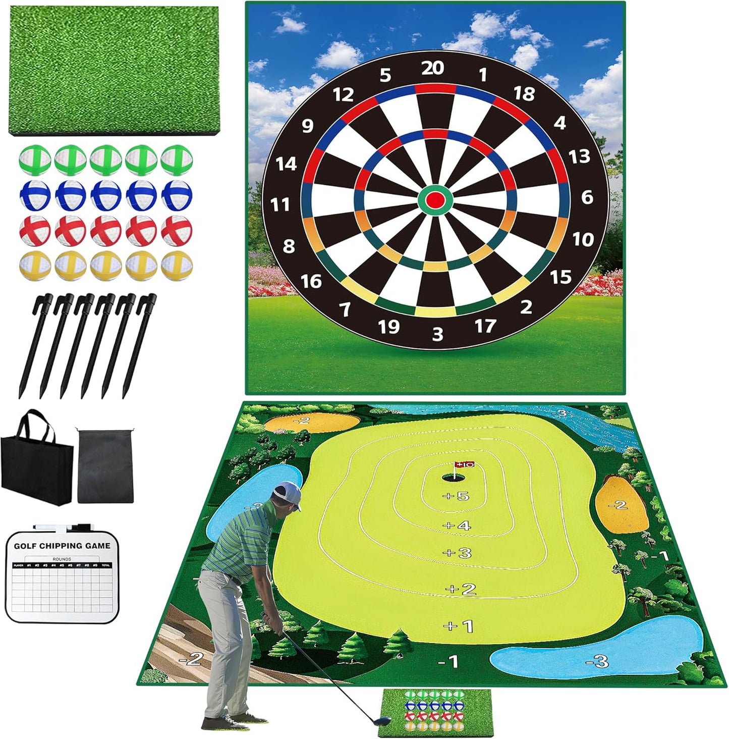 Premium Golf Chipping Mat Set - Indoor/Outdoor Fun!