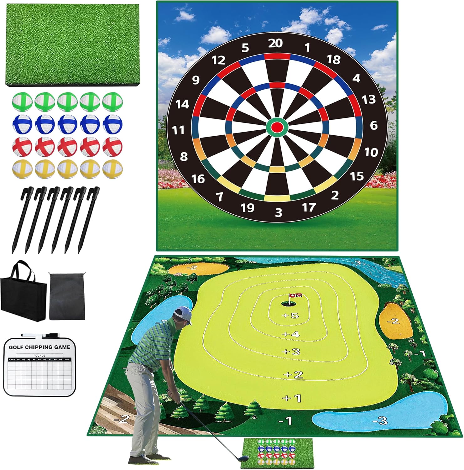Premium Golf Chipping Mat Set - Indoor/Outdoor Fun!