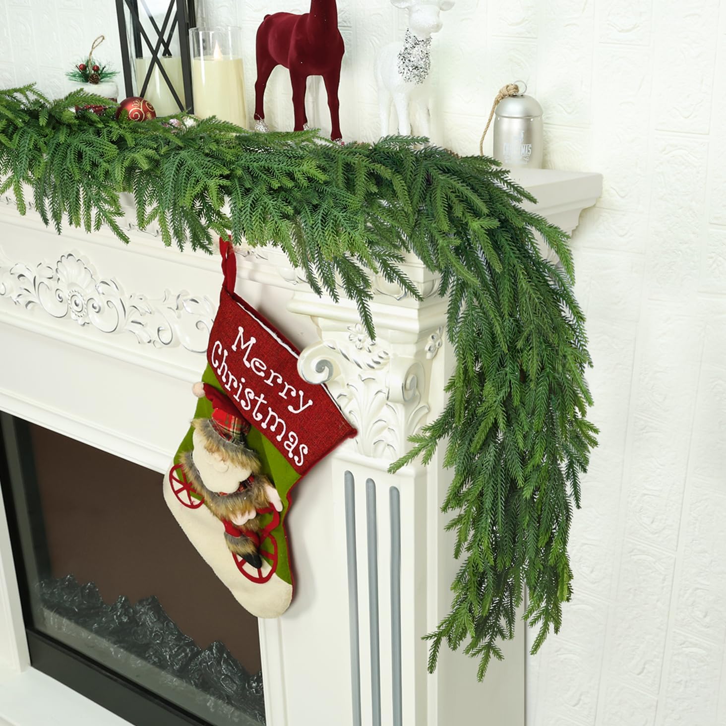 9 Ft Christmas Cedar Garland for Staircase Railing Decor