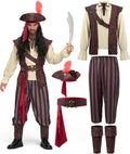 Mens Caribbean Pirate Costume Sea Captain Robber Costume for Halloween