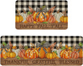 Fall Pumpkin Kitchen Mats Set of 2 - Low-Profile Non Slip Rugs