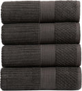 100% Cotton Bath Towel Set of 4 - Quick Dry, 600 GSM (Black Ink)