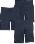 Boys Uniform Woven Flat-Front Shorts Pack of 3 - Adjustable Waist