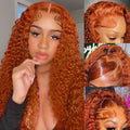 22 Inch Ginger Lace Front Wig Human Hair Deep Wave - Natural Look