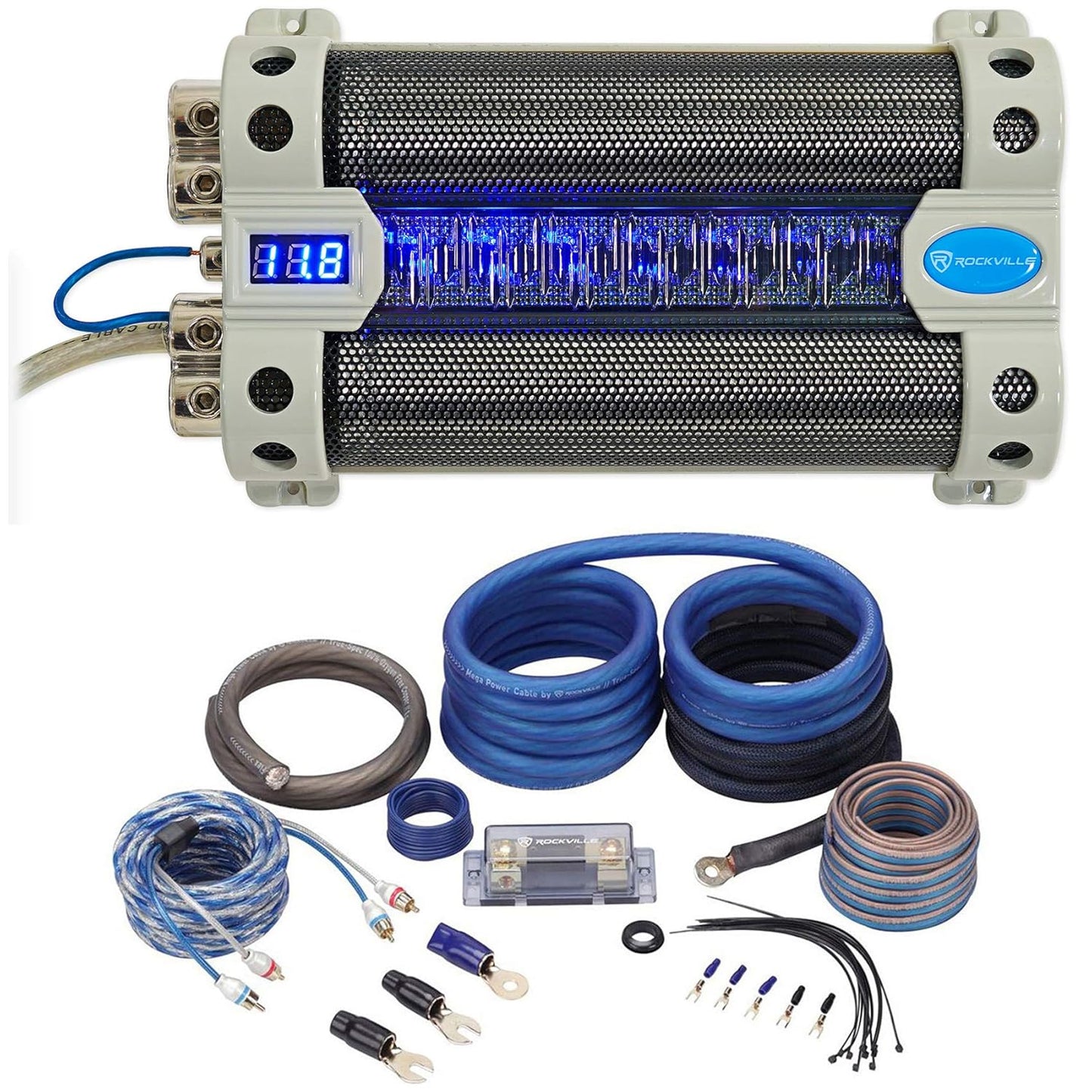Rockville RFC30F 30 Farad Capacitor with Complete Amp Kit
