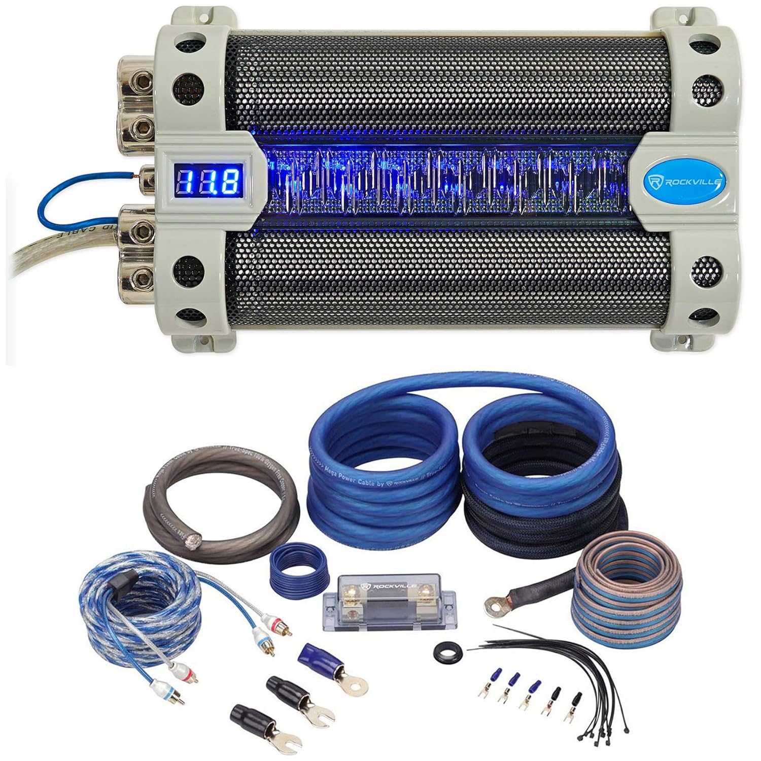 Rockville RFC30F 30 Farad Capacitor with Complete Amp Kit