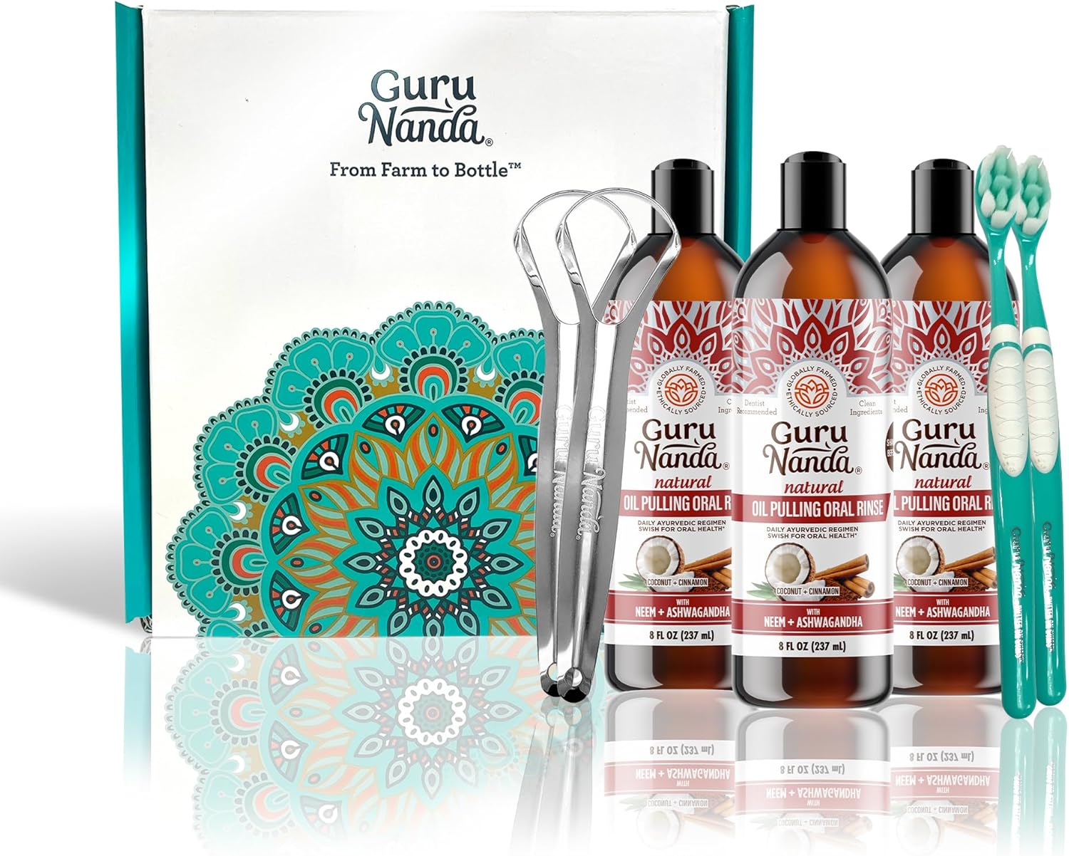 GuruNanda Cinnamon Oil Pulling Mouthwash for Fresh Breath