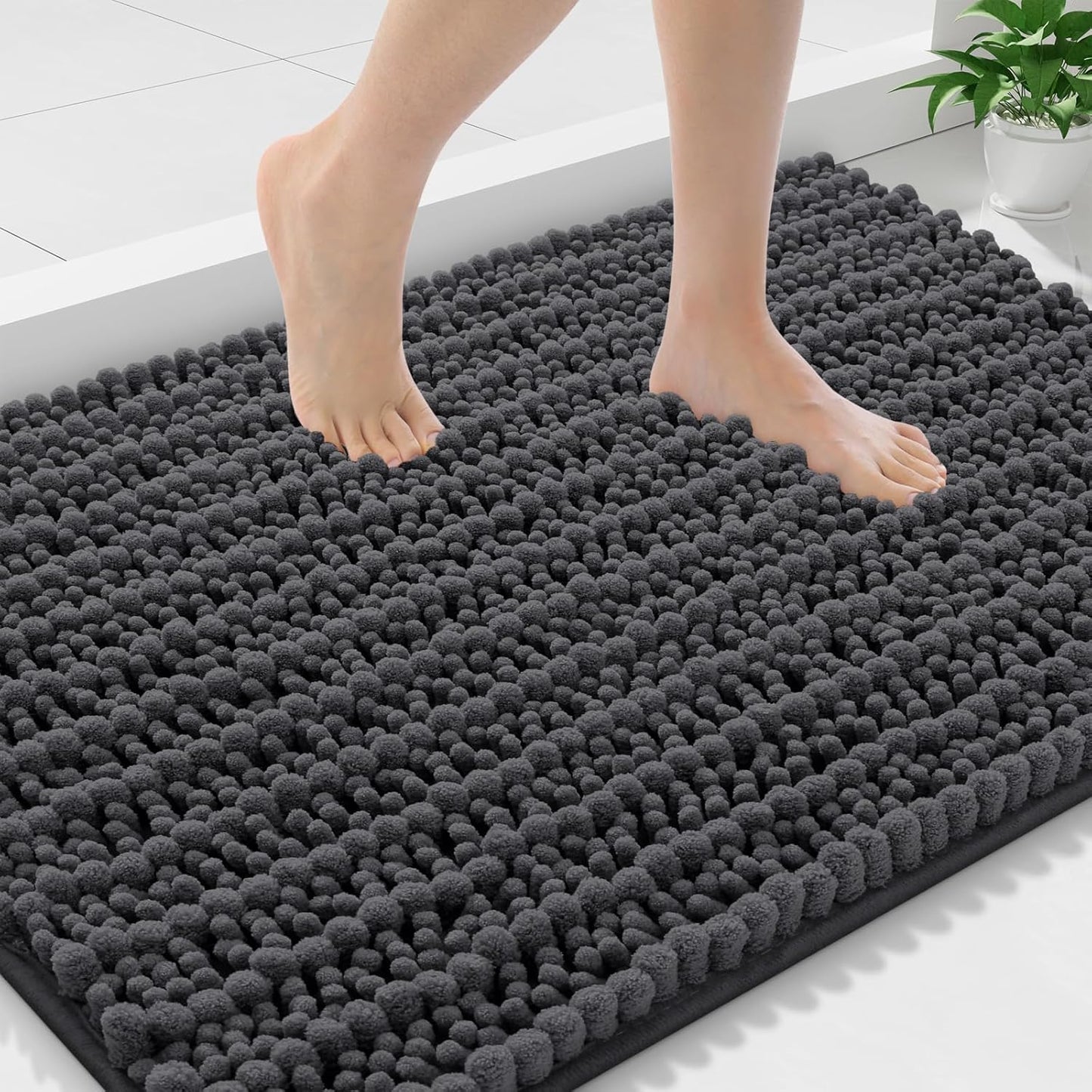 Smiry Bathroom Rugs Mat 36x24, Soft Chenille Non-Slip Mats