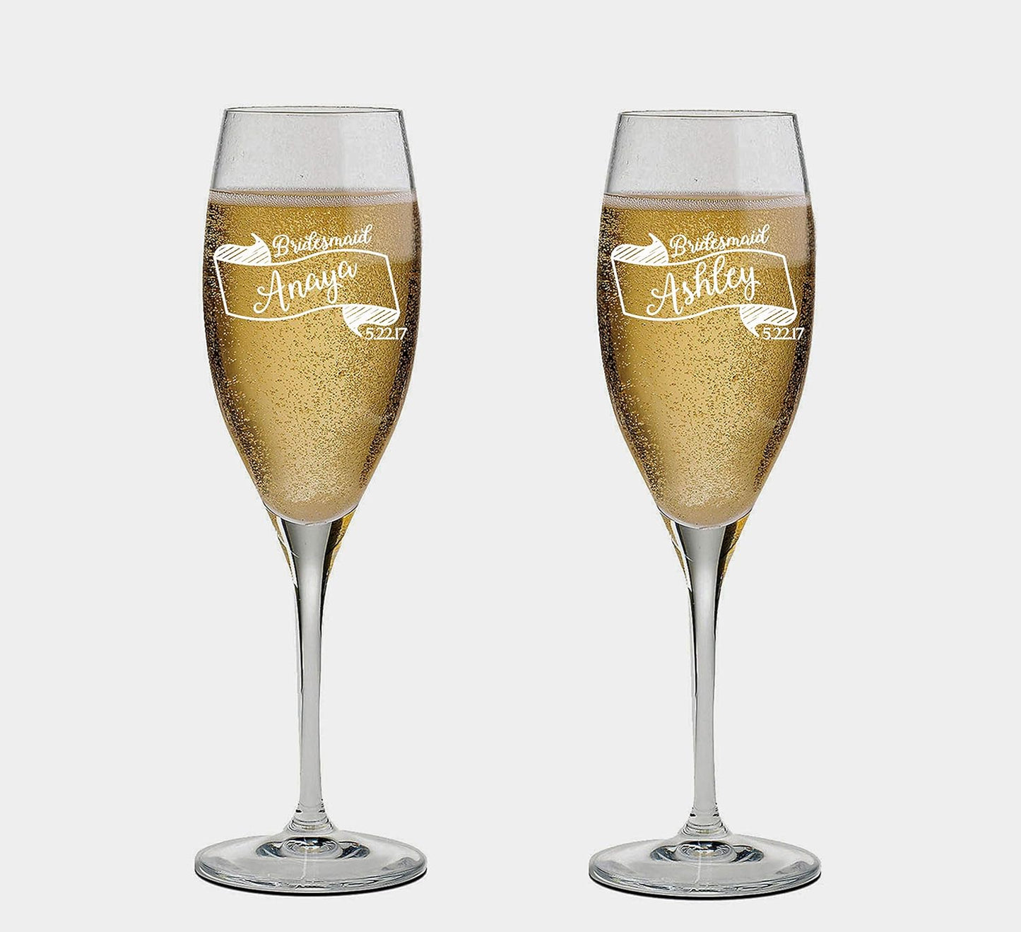 Bridesmaid Champagne Flutes Set of 2 for Wedding Toasts
