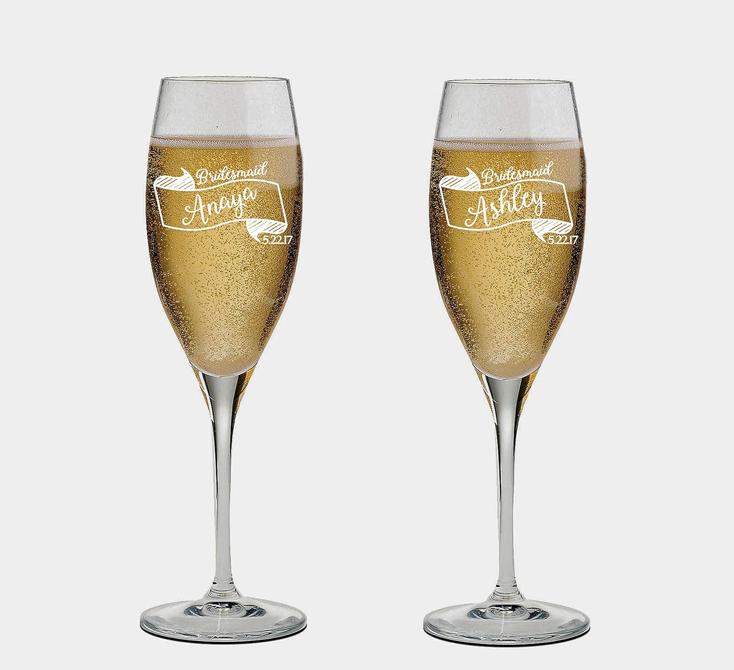 Bridesmaid Champagne Flutes Set of 2 for Wedding Toasts