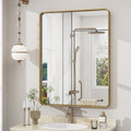22x30 Brushed Gold Bathroom Mirror Rectangle Wall Mirror - Elegant