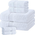 White Bath Towel Set of 6 - Plush 100% Cotton Towels for Bathroom