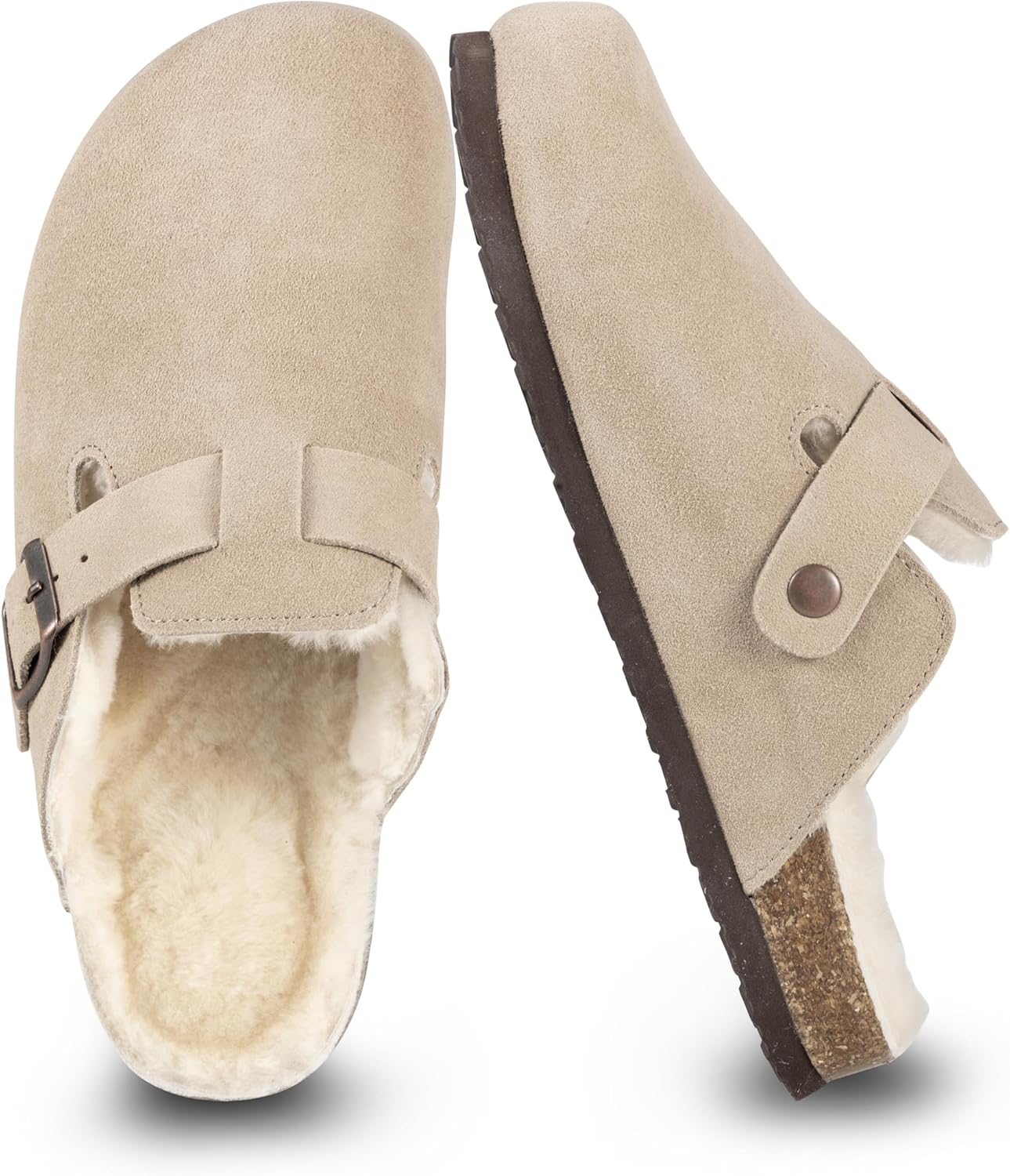 Women's Suede Clogs Slip-On Buckle Slides for All-Day Comfort