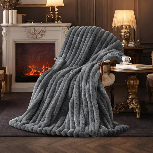 Faux Fur Throw Blanket for Couch, Ultra Cozy and Luxurious