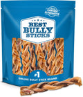 Natural Braided Bully Sticks for Large Dogs - 6 Inch Chews