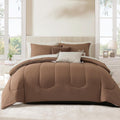 Queen Comforter Set 7 Pieces - All-Season Track Stitching Bedding