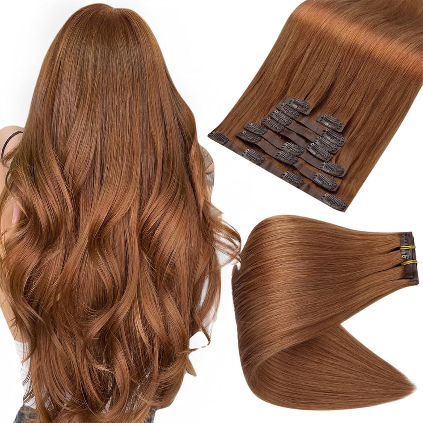 Full Shine Clip in Hair Extensions 20 Inch Real Human Hair