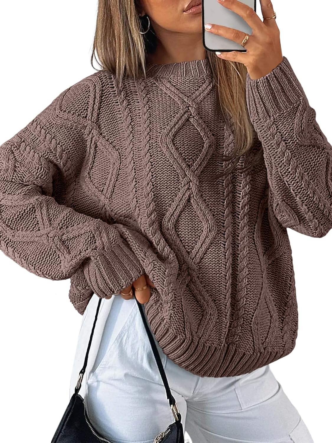 Trendy Queen Women's Oversized Cable Knit Crewneck Sweater Review