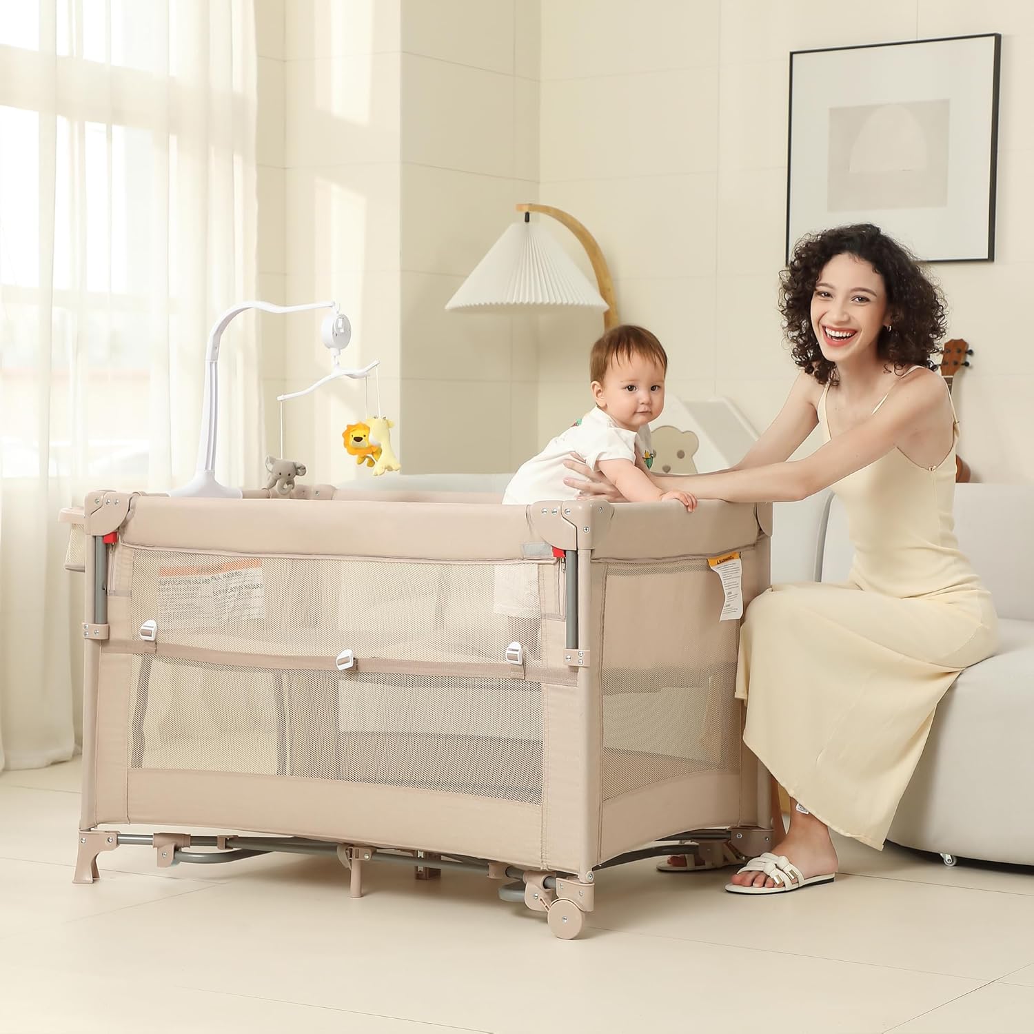 5 in 1 Pack and Play Baby Bassinet Bedside Sleeper for Newborns