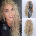 Long Blonde Natural Curly Lace Front Wig - Natural Look, Heat